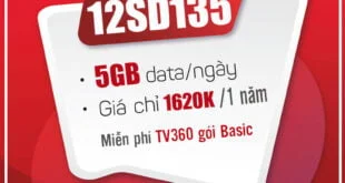 Đăng ký gói cước 12SD135 Viettel có 5GB 1 ngày trong 12 tháng