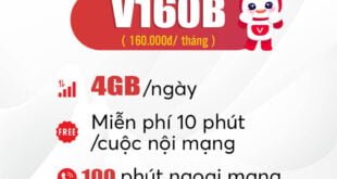 Đăng ký gói V160B Viettel có 4GB/ngày, gọi nội mạng thả ga giá 160k