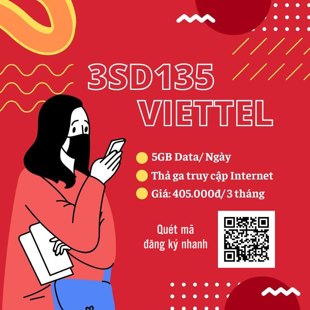 Đăng ký gói cước 3SD135 Viettel có 5GB 1 ngày trong 3 tháng
