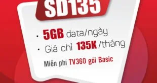 Đăng ký gói cước SD135 Viettel có 5GB 1 ngày giá 135k 1 tháng