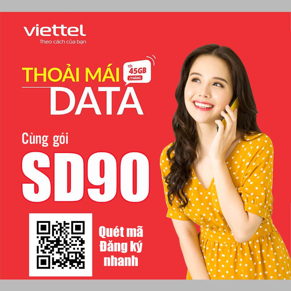 Đăng ký gói cước SD90 Viettel có 1.5GB 1 ngày giá 90k 1 tháng