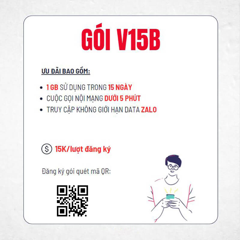 Đăng ký gói V15B Viettel miễn phí Data Zalo & 1GB giá 15k 15 ngày