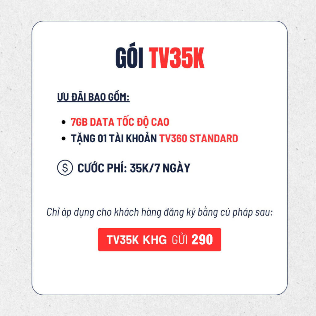 Đăng ký gói TV35K Viettel miễn phí 7GB & xem TV360 1 tuần