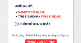 Đăng ký gói TV65K Viettel miễn phí 14GB & xem TV360 2 tuần