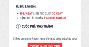 Đăng ký gói TV75K Viettel miễn phí 30GB & xem TV360 1 tháng