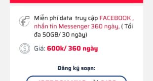 Đăng ký gói 12FB50K Viettel có 600GB Data Facebook trong 12 tháng