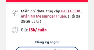 Đăng ký gói FB15K Viettel có 25GB Data Facebook trong 1 tuần