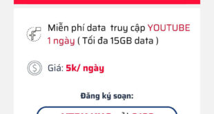 Đăng ký gói YT5K Viettel có 15GB Data Youtube trong 24h