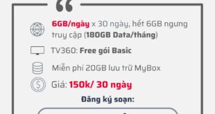 Đăng ký gói cước 5G150 Viettel có 6GB 1 ngày giá 150k 1 tháng