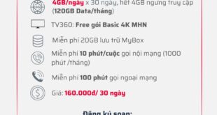 Đăng ký gói 5G160B Viettel có 4GB/ngày, gọi nội mạng thả ga giá 160k