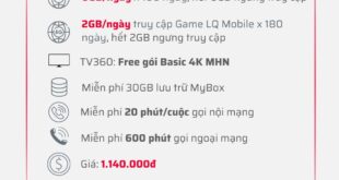 Đăng ký gói 6T5GLQ210 Viettel có 6GB/ngày & 360GB LQ Mobile 6 tháng