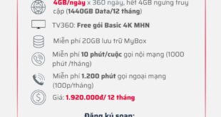 Đăng ký gói 12T5G160B Viettel có 4GB/ngày, gọi nội mạng thả ga