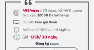 Đăng ký gói cước 5G135 Viettel có 4GB 1 ngày giá 135k 1 tháng