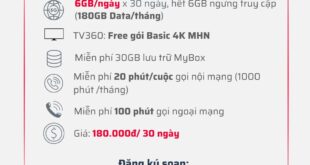 Đăng ký gói 5G180B Viettel có 6GB/ngày, gọi nội mạng thả ga